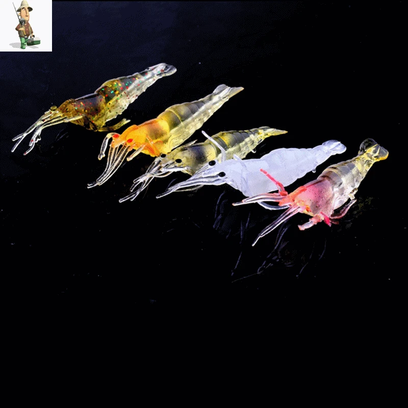 jig Silicone bait fly laser Peche 4.8cm 1g Outdoor Fishing Lure Soft Simulation Lightweight Shrimp Prawn Bait Fishy | Спорт и