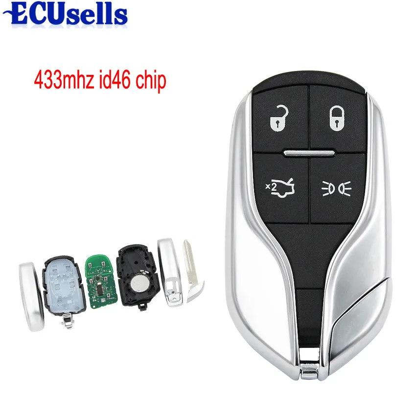 

4 Buttons Smart Card Remote key for Maserati President Ghibli Levant 433MHZ with ID46 Chip