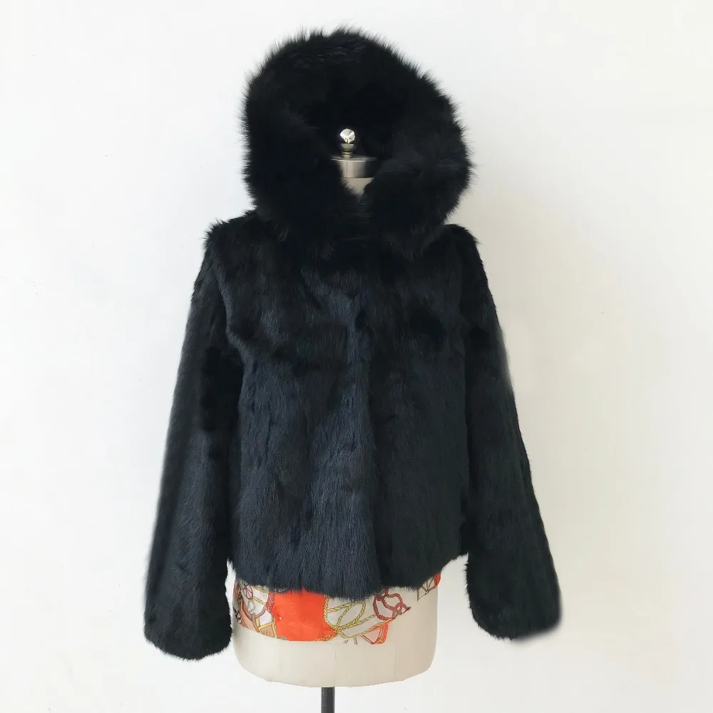 2019 новый короткий из натурального меха пальто с капюшоном отделанным