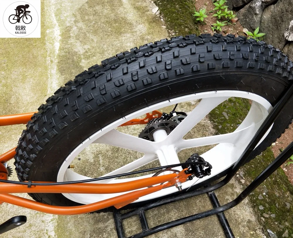 Cheap Kalosse Hydraulic brakes  Full suspension   26*4.0 inch  24speed , mountain bicycle, 26er ,26*17 fat bikes  snow mountain bike 3