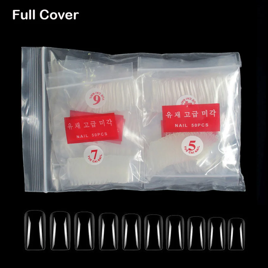 Full Cover Nail Tips 500 шт./упак. прозрачные французские накладные ногти акриловые накладные ногти художественные советы салон маникюрные инструменты для наращивания ногтей искусственные накладные ногти - Цвет: Full Cover Nail Tips