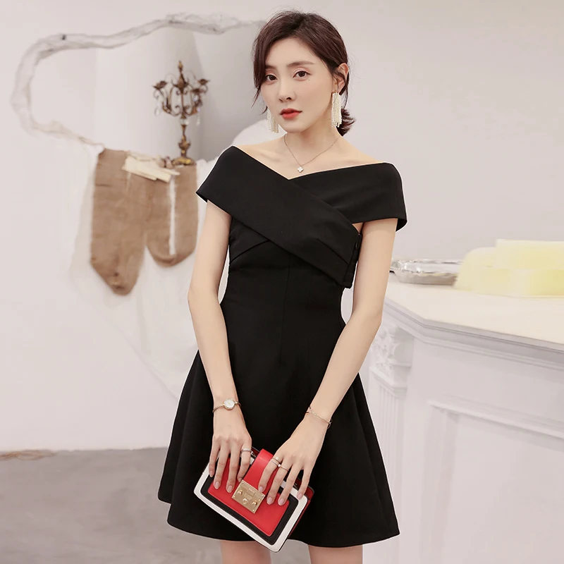 

YIGELILA Women Vintage Little Black Dress Sexy V-neck Empire Slim Cross Bandage A-line Dress 64882