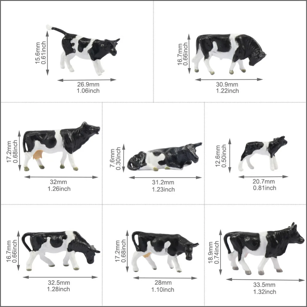 AN8706CN 36PCS 1:87 Well Painted Farm Animals Cows Horses Figures HO Scale NEW 