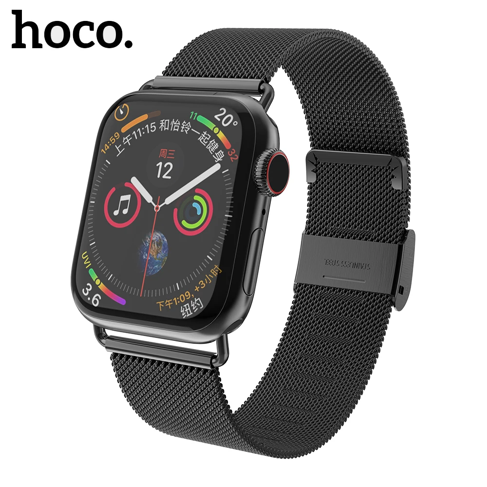 HOCO Milanese Loop для Apple Watch 5 4 3 2 1 Band 44 мм 40 38 iWatch Series Ремешок из нержавеющей стали Ремень