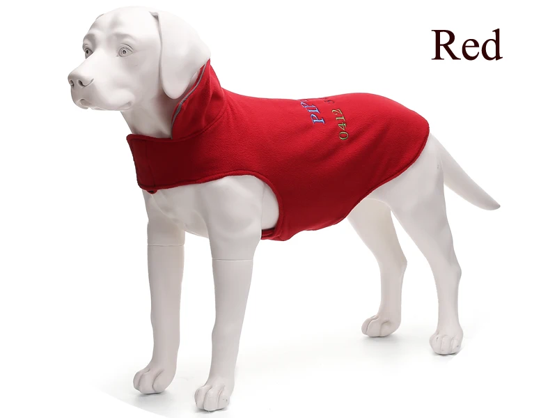 Ветрозащитная Зимняя Теплая Флисовая Попона для собаки куртка для маленьких средних крупных пород вышитая имя вашего питомца и номер 1 шт - Цвет: Красный