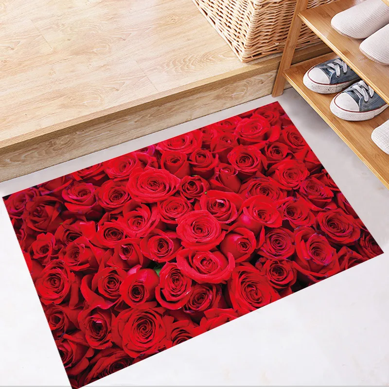 

Romantic Red Roses Floor Wall Sticker Couple Marriage Room Wall Stickers Home Decor Living Room Bedroom Wall Decals