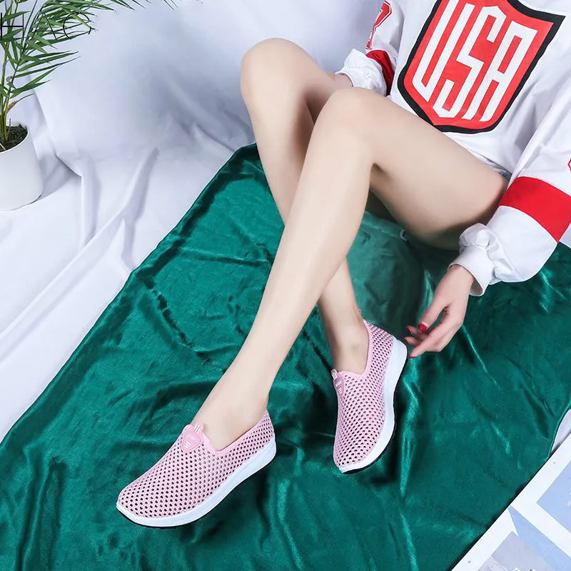 La Alta Calidad Madre Zapatos Sana Las Cómodo Suave De Moda Parte pink gray Casual Malla Inferior Plana Black Señoras Transpirable qfWIP