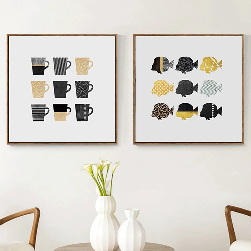 HAOCHU Creative Nordic Decoration Plain Sudoku Cups Fish Canvas 