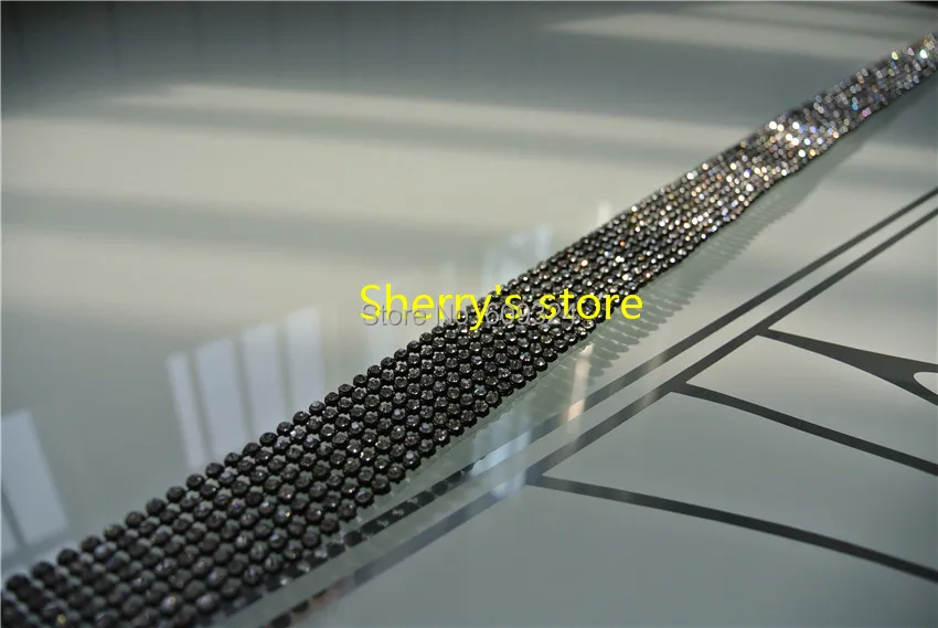

2 pcs Crystal Rhinestone Ribbon 8 Rows on black setting Wedding Cake Banding Trim Accessory clear stone accessary