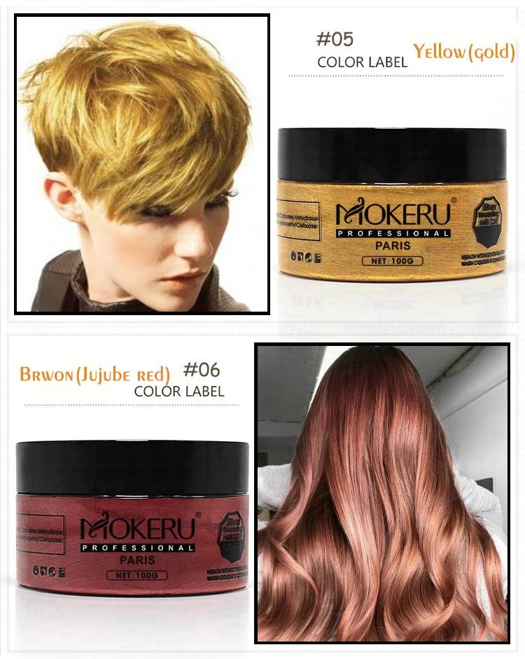 Mokeru 100g Natural Unisex Hair Color Cream Ash Purple Brown Dye Temporary Hair Dye Cream For Women Men Paint for Hair Styling