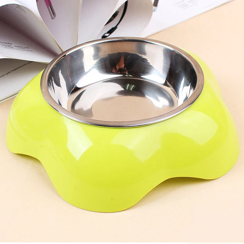 Пластиковая миска для домашних животных из нержавеющей стали в форме цветка, миски для собак