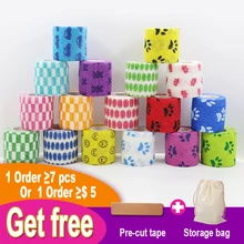 Самоклеящаяся эластичная повязка для питомцев, собак, кошек из нетканого материала, многофункциональная связывающая повязка с декоративными узорами