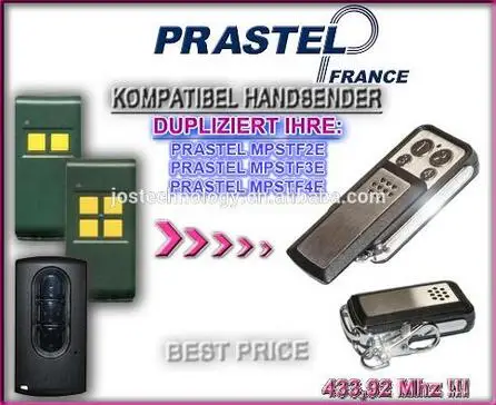 

PRASTEL MPSTF2E, MPSTF3E, MPSTF4E 433,92MHZ compatible replacement remote control free shipping