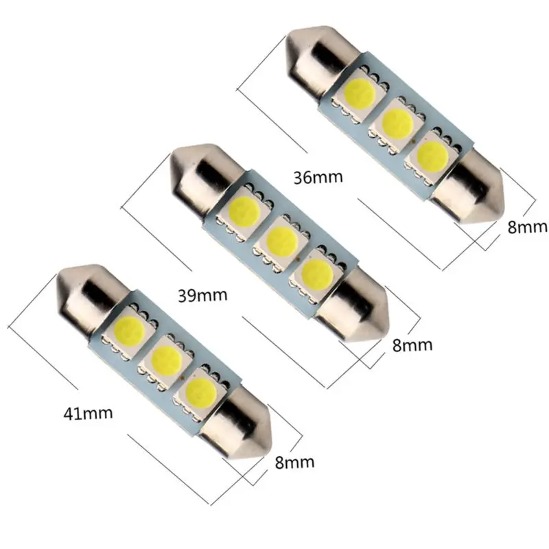 YM E Bright C5W 100 шт./лот Белый 5050 3 SMD 36 мм/39 мм/41 мм гирлянда купольные светодиодные