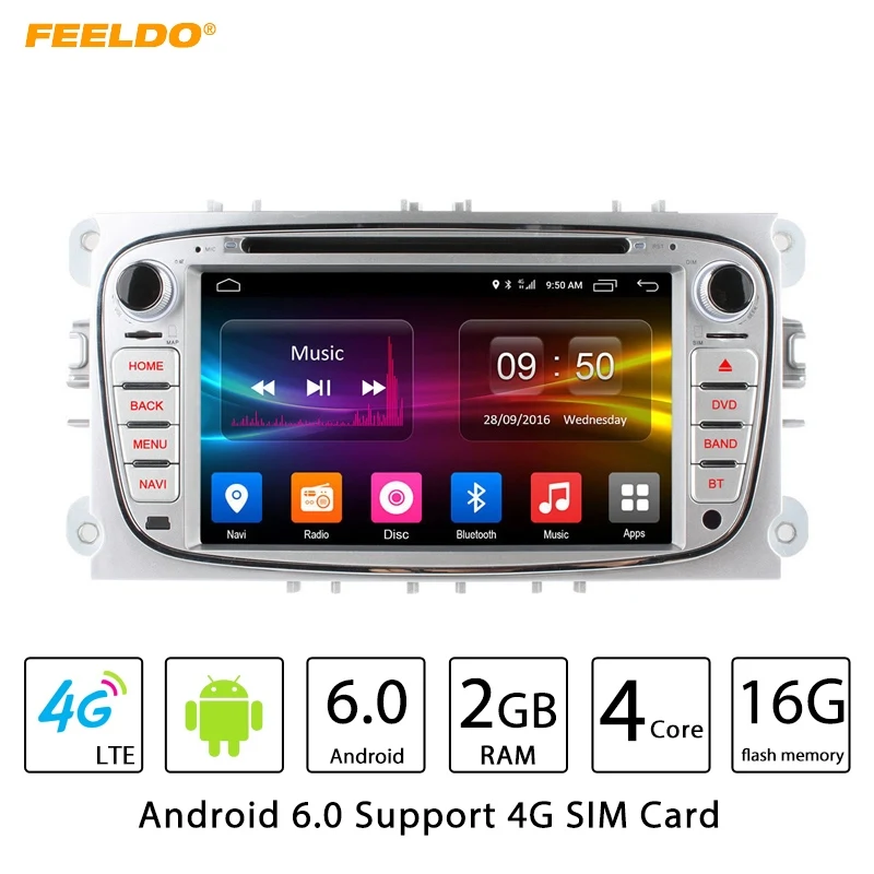 Discount FEELDO 7" Black Silve Android 6.0 (64bit) DDR3 2G/16G/4G LTE Quad Core Car DVD GPS Radio Head Unit For Ford Tourneo Connect 1 Discount FEELDO 7" Black Silve Android 6.0 (64bit) DDR3 2G/16G/4G LTE Quad Core Car DVD GPS Radio Head Unit For Ford Tourneo Connect 1