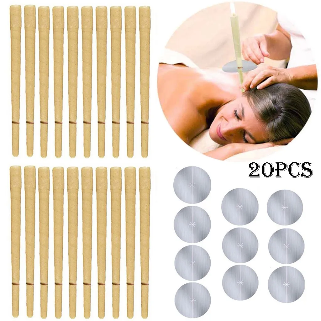 

20pcs Beeswax Candling Cones Ear Wax Removal Kit With 20 bee candle wax cone ear wax ear candle removal tool