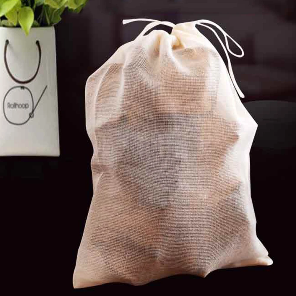 

ROSENICE 1pc Cotton Tea Bag Reuseable Drawstring Bags Strainer Filter Bag for Nut Milk Tea Fruit Juice