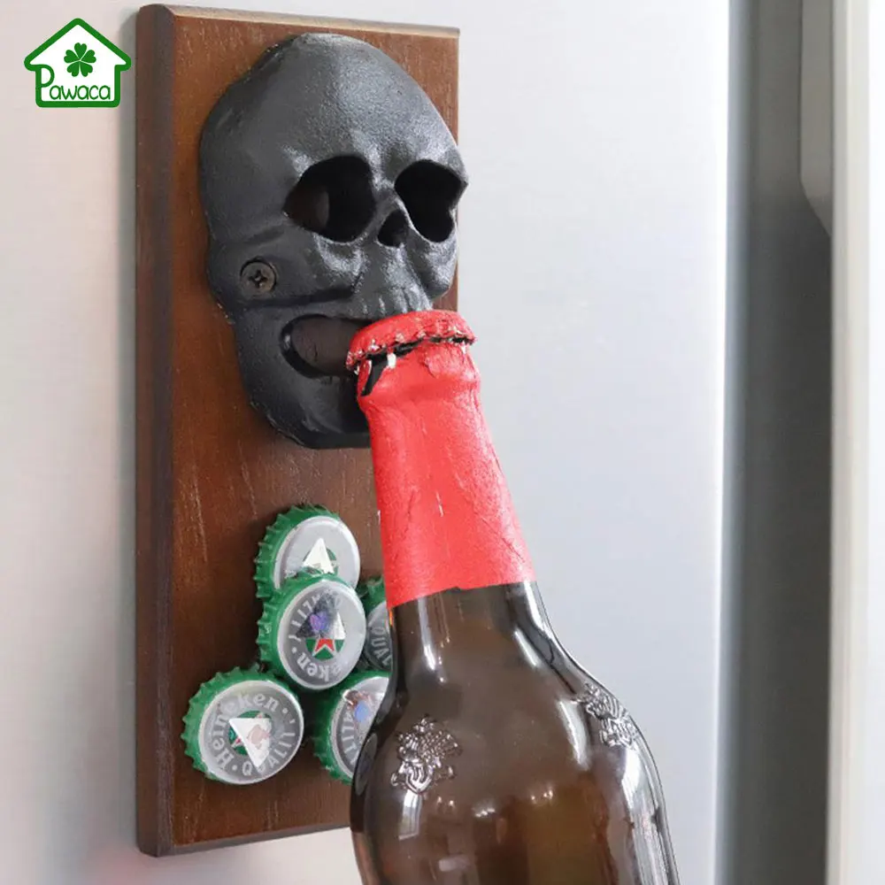 

Skull Bone Shape Bottle Opener Wall Mounted Wine Beer Opener Hangable Taro Opener with Magnetic Attraction Kitchen Bar Tools