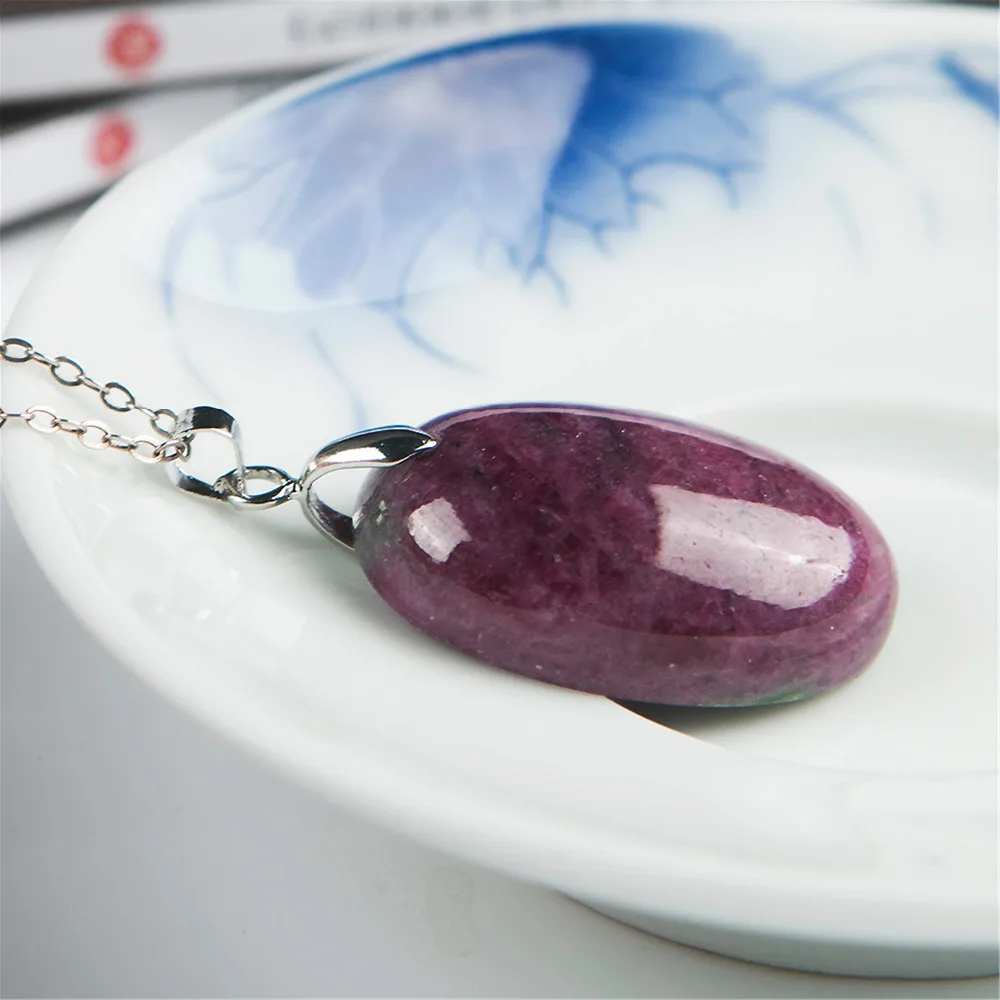 

Genuine Green Red Zoisite Natural Stone Pendant Necklace 30x21x9mm Women Mens Necklace Charm Suspension Crystal Stone Pendant