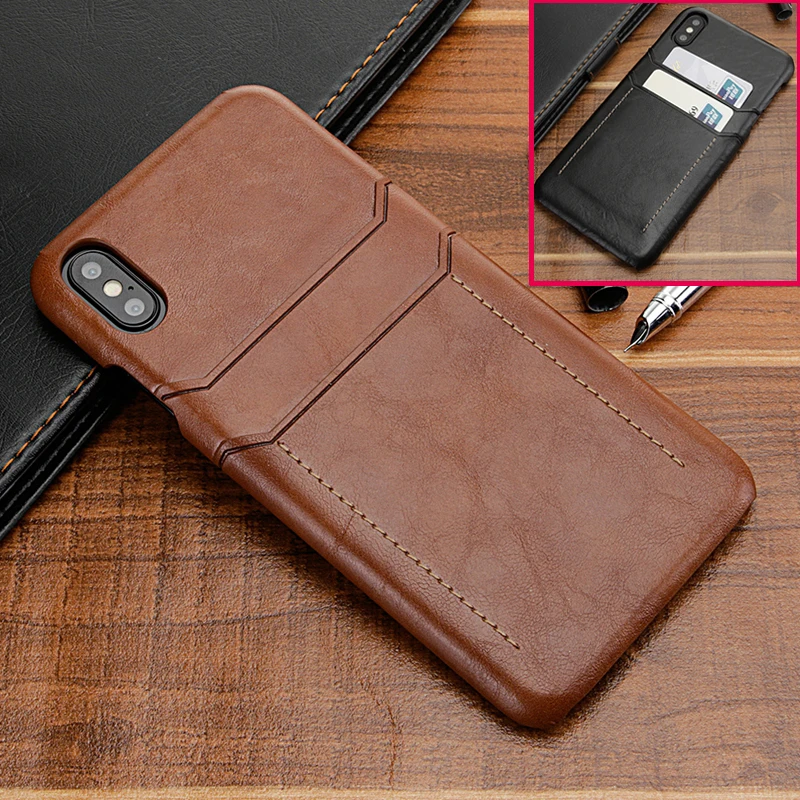 Чехол из искусственной кожи для iPhone 8 7 6 6s plus XS задняя крышка держатель карт