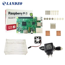 D Raspberry Pi 3 Модель B стартовый набор-Pi 3 доска/pi 3 Чехол/EU Power Plug/ с логотипом радиаторы pi3 b/pi 3b с Wi-Fi и Bluetooth