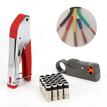 

YOFE Hand Compression Crimping Tool Crushing Clamp With Wire Stripping Plier 20Pcs Clamping Connector Extrusion Equipment Kits