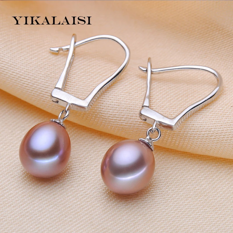 

YIKALAISI 2017 100% real pearl Jewelry long earrings 8-9 natural pearl jewelry 925 sterling silver Jewelry for women best gifts