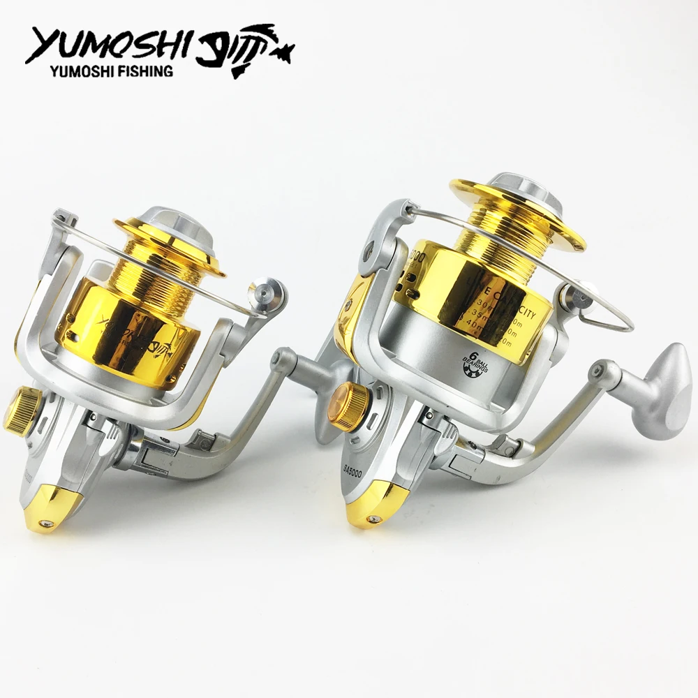 Yumoshi wheels fish spinning reel 5.5:1 12BB 1000-7000 series pesca carretilha peche Spinning wheel type Sea Rock lure fishing