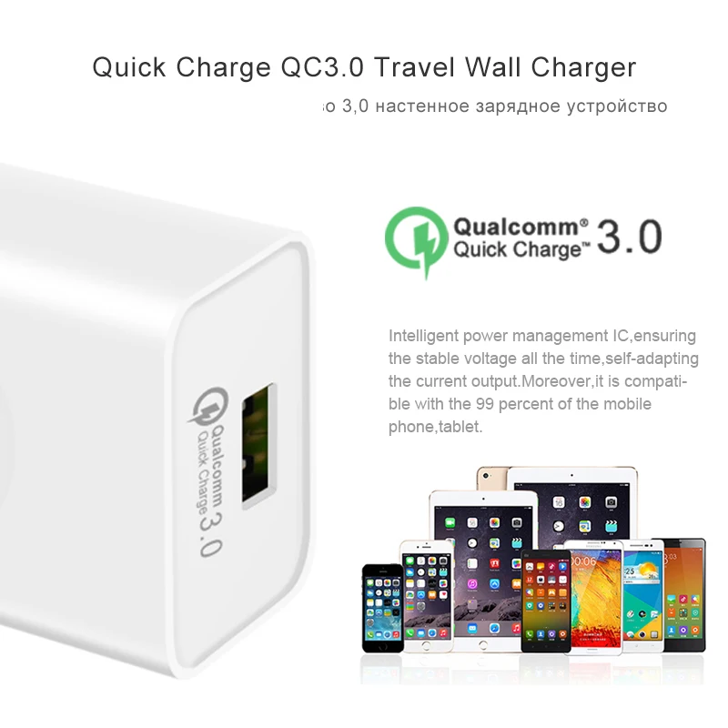 YOJOCK USB быстрое зарядное устройство Быстрая зарядка QC3.0 2 0 EU US вилка для