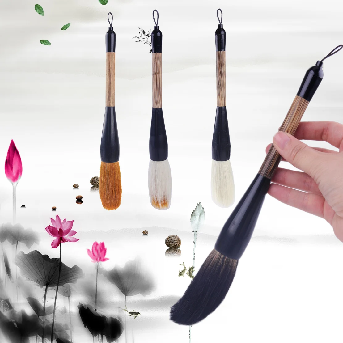 

Bamboo Chinese Traditional Calligraphy Large Brush Pen Writing Painting Goat Horse Hair