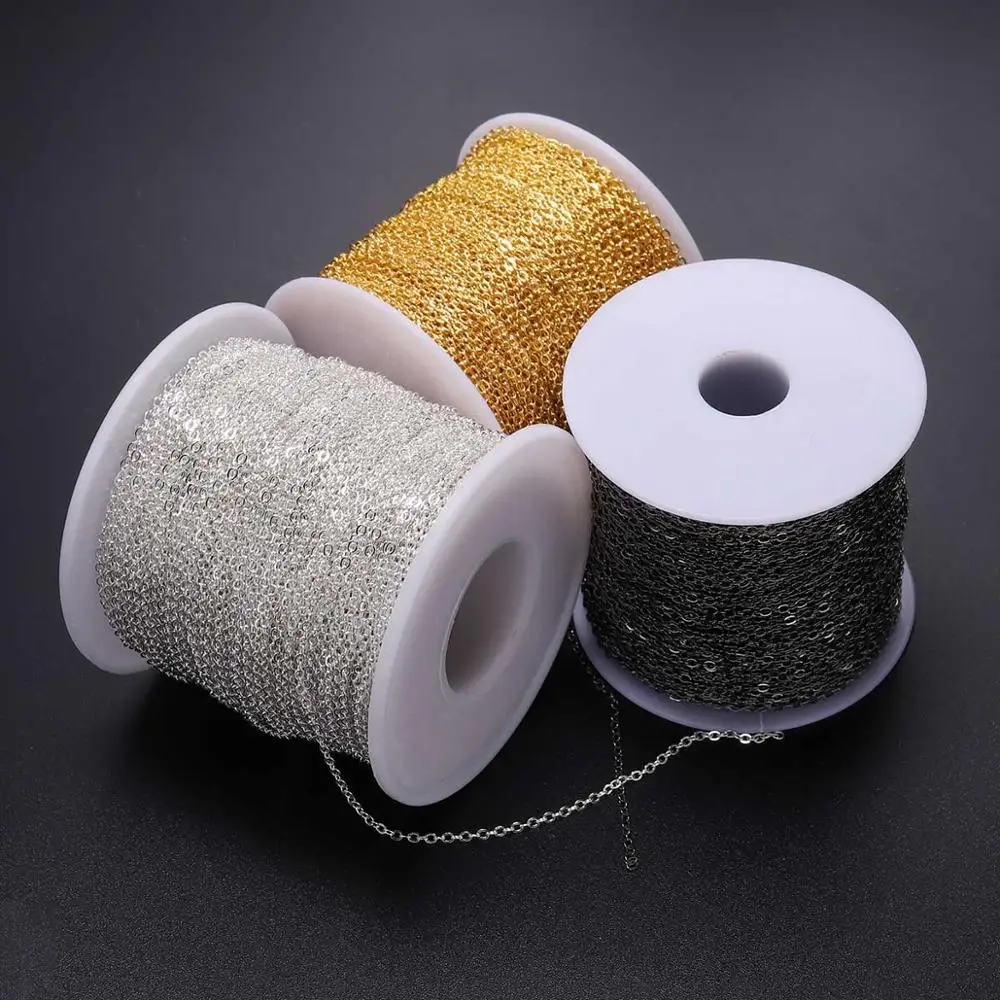 5m/5.47yards 1.5 2.0 2.5 mm Copper Bronze Oval Link Necklace Chain Bulk