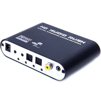 

5.1 Audio Rush Digital Sound Decoder Converter - Optical SPDIF/ Coaxial Dolby AC3 DTS stereo(R/L) to 5.1CH Analog Audio (6RCA
