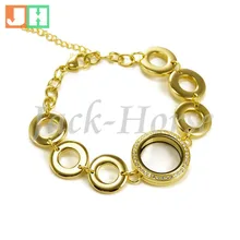 Водонепроницаемый нержавеющая сталь винт золото плавающей медальон браслет