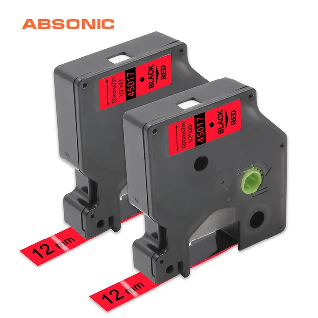 Best Offers Absonic 2pcs Set Label Tapes Dymo D1 45017 Black on Red 12mm Compatible With Dymo D1 45017 Labels Maker Printer Ribbon D1 45017 Best Offers Absonic 2pcs Set Label Tapes Dymo D1 45017 Black on Red 12mm Compatible With Dymo D1 45017 Labels Maker Printer Ribbon D1 45017