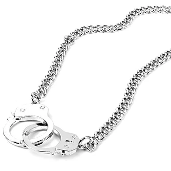 

Silver Chain with Handcuffs Pendant Necklace