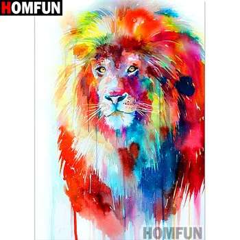 

HOMFUN Full Square/Round Drill 5D DIY Diamond Painting "Colored lion" 3D Embroidery Cross Stitch 5D Home Decor A13491