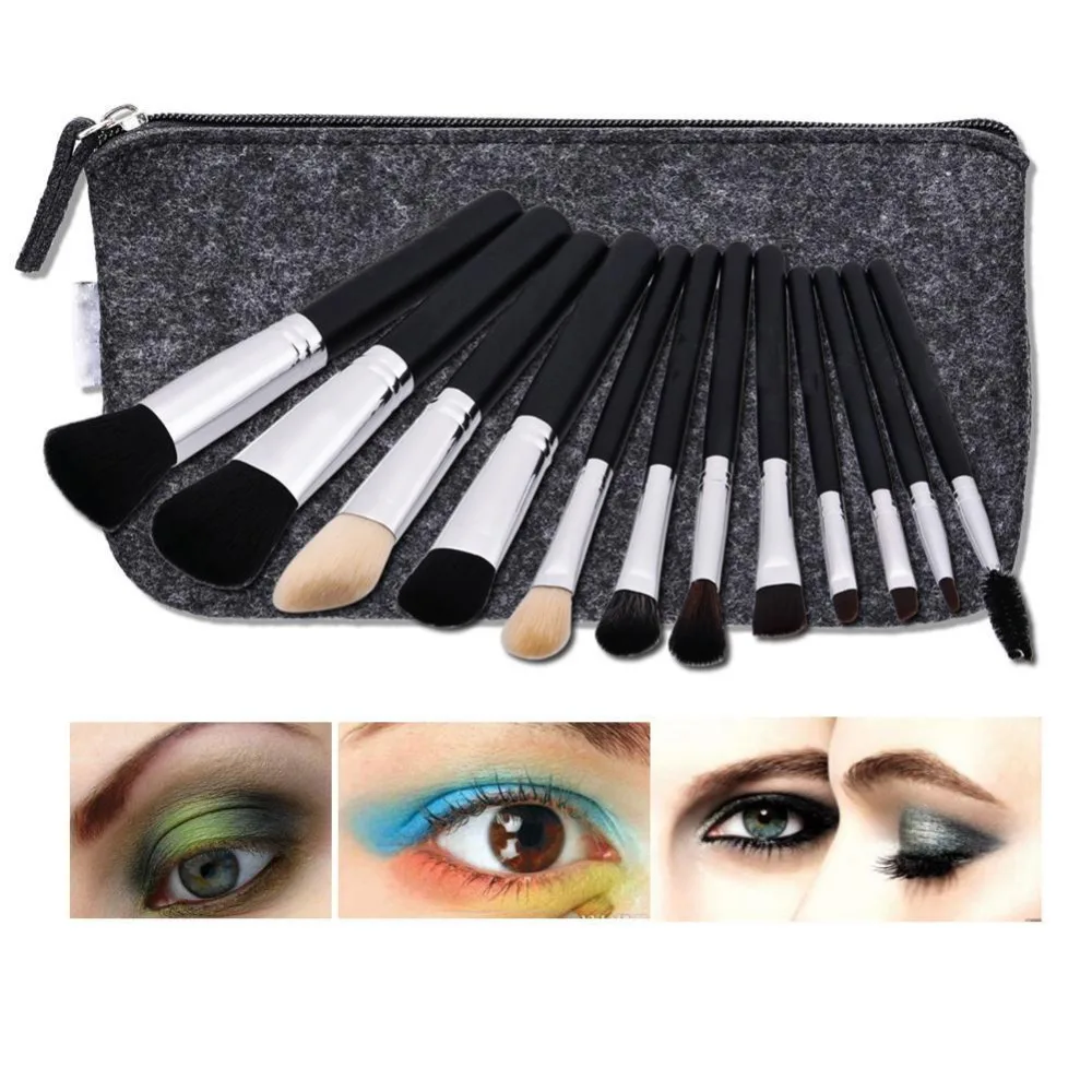 

12 Pcs Makeup Brush Set Wood Handle Facial Mask Foundation Brushes Cosmetic Eyeshadow Eyebrow Make Up Brush Kit +makeup bag