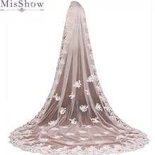 2017 elegant White Ivory cathedral wedding veil lace edge bridal veil 3 m long trailing Wedding Accessories with Comb