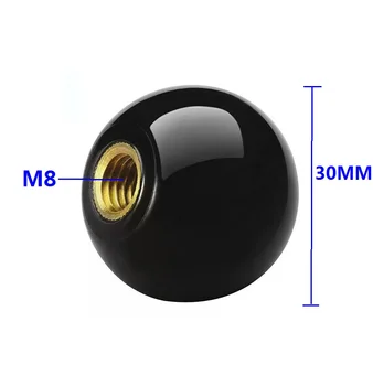 

20pcs/Lot M8X30mm BLACK Ball Knob Copper Insert Machine Tool Replacement 8mm Thread 30mm Ball Diameter Bakelite Ball Knob handle