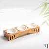 Dog Bowl Bamboo Holder Cat Feeder Ceramic Dog Double Bowls Stainless Steel Puppy Feeder Detachable Pet Bowl 3