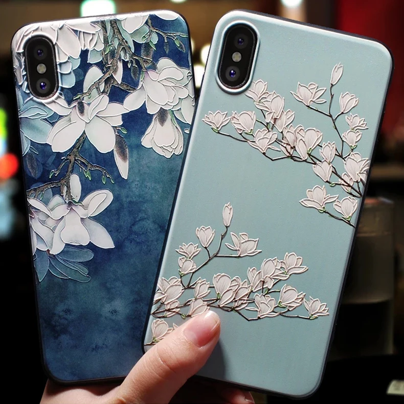 

Cute 3D Flowers Phone Case For iphone X 8 7 6 6S Plus 11 Pro Max Cases Cover For iphone 5 5s SE 6 s XR XS Max 7plus Case Coque