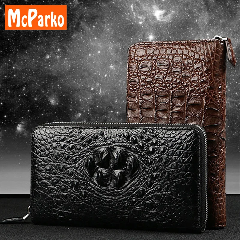 

McParko Crocodile clutch bag men wallet genuine leather card holder wallet with coin pocket Fashion black brown zippy purse male