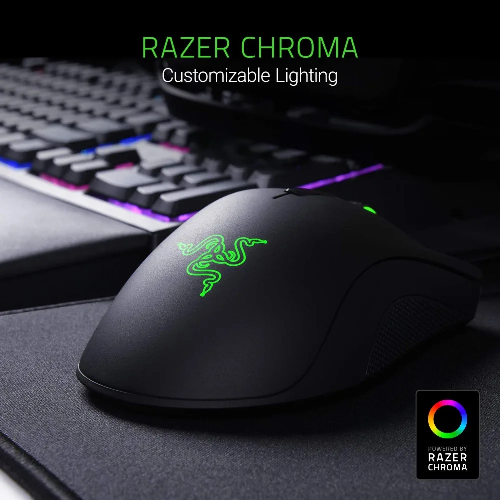 Проводная игровая мышь razer DeathAdder Elite с оптическим сенсором 16000 dpi, эргономичная мышь с 7 независимо программируемыми кнопками для геймера