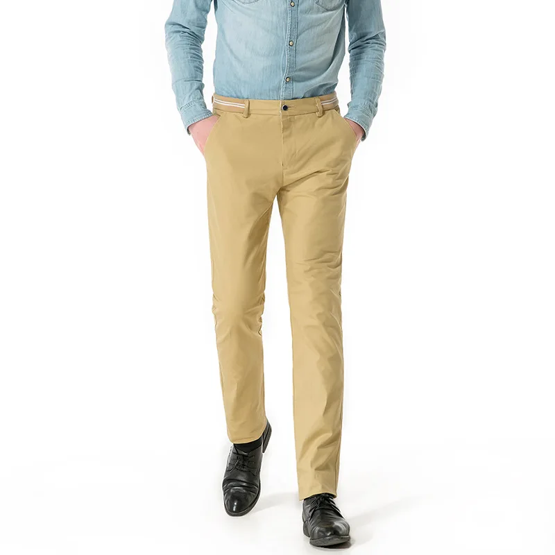 Новый Повседневный стиль Slim fit Большой размер прямые брюки модные однотонные мужские брюки