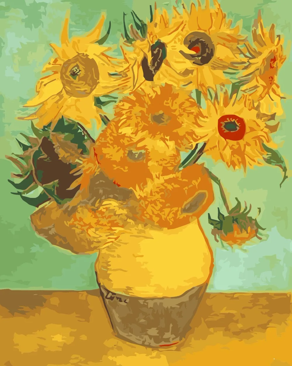 Frameless Famous Painting Oil Paint By Numbers Van gogh Sunflowers DIY