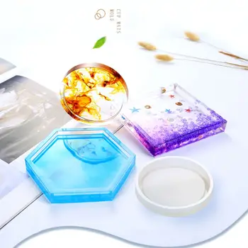 

Silicone Mold DIY Cup Mat Pad Handmade Molds Crafts Epoxy Resin Geometric Shape Hexagonal Square Round Thermal Insulation