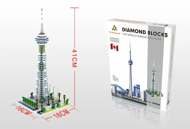 YZ Diamond Blocks всемирно известный строительный белый дом кирпичи CN башня торги фигура