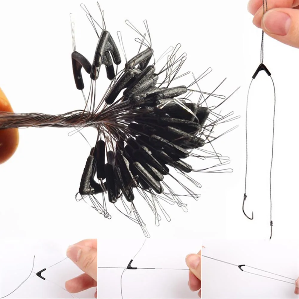 

50pcs/Set Double Hooks Contactor Device Fishing Line Bifurcation Eight Type Strand Fork Splitter Space Bean Line Swivel Tool