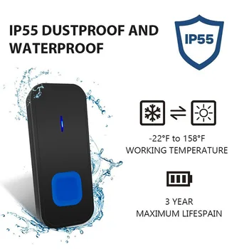 

Wireless Door Bell Kits Waterproof Dustproof IP55 Easy Installation for Home Security US Plug XHC88