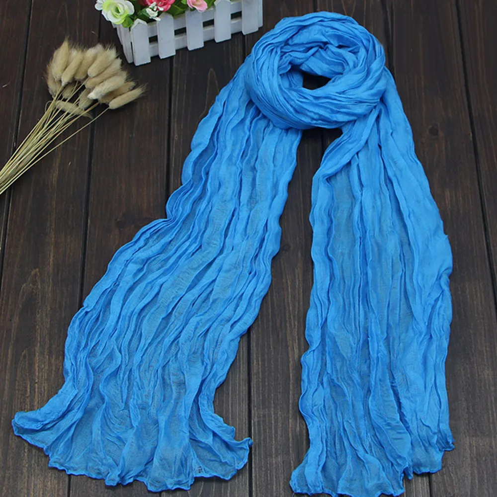 

Female Candy Color Pleated Women Wrinkle Chiffon Hijab Shawl Crinkle Shawl Scarf Ultra-thin Breathable Chiffon Crinkle Hijab